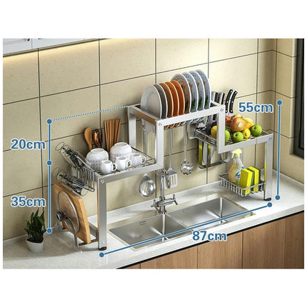 Over The Sink Dish Drying Rack Large Stainless Steel Kitchen Storage