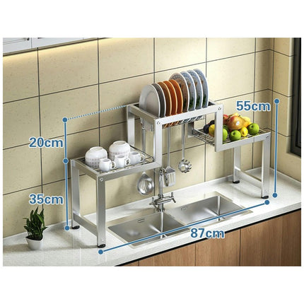 Over The Sink Dish Drying Rack Large Stainless Steel Kitchen Storage