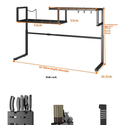 Over The Sink Dish Drying Rack - Expandable Length Large Stainless Steel Over The Sink