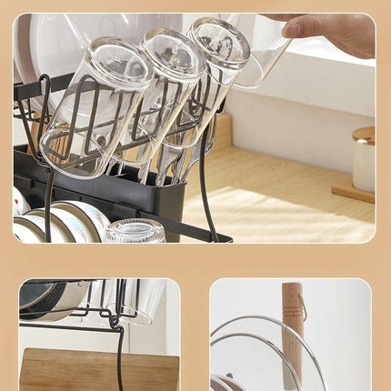 Multifunctional Dish Drying Rack - for Kitchen Counter Large Expandable Dish Drainer Over Sink