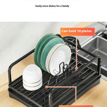 Large Dish Drying Rack with Drainboard Set Extendable Rack Utensil Cup Holder