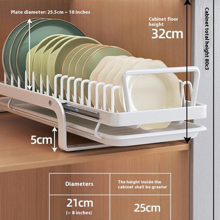 Pull out Dish Drying Rack Kitchen Cabinet Dish Organizer Strong Load-Bearing Dish Drainer Holder