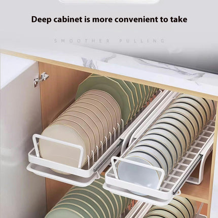 Pull out Dish Drying Rack Kitchen Cabinet Dish Organizer Strong Load-Bearing Dish Drainer Holder