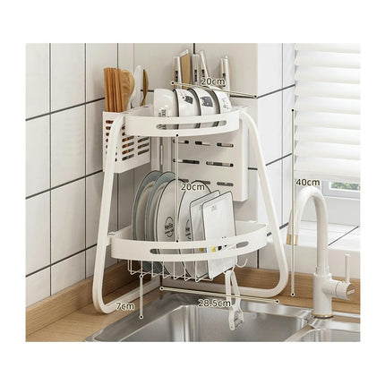 Dish Drying Rack Sturdy Triangle 2 Tier Dish Drainer - for Space Saving Multi-Functional Dish