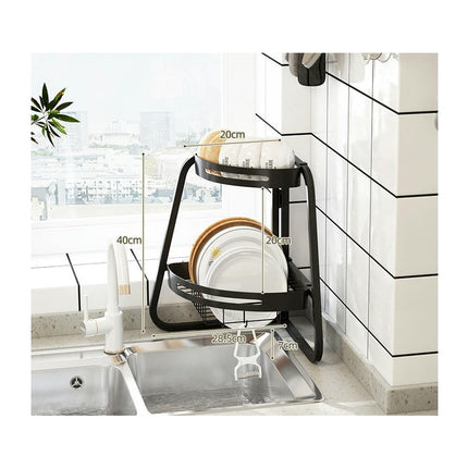 Dish Drying Rack Sturdy Triangle 2 Tier Dish Drainer - for Space Saving Multi-Functional Dish