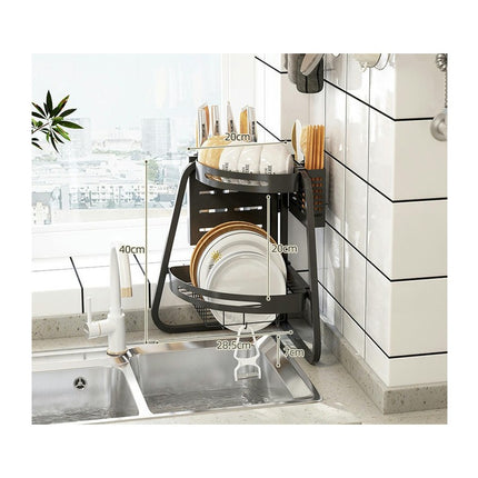 Dish Drying Rack Sturdy Triangle 2 Tier Dish Drainer - for Space Saving Multi-Functional Dish