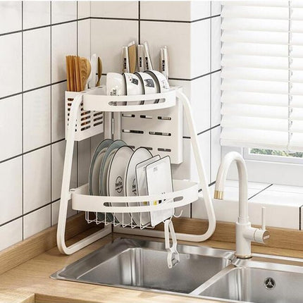 Dish Drying Rack Sturdy Triangle 2 Tier Dish Drainer - for Space Saving Multi-Functional Dish