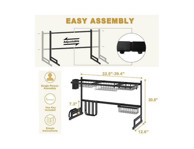 Over The Sink Dish Drying Rack - Expandable Length Large Stainless Steel Over The Sink Dish Rack