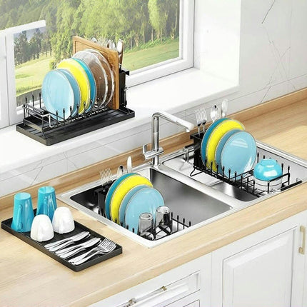 Dish Drying Rack Kitchen for Kitchen Counter - Extendable Kitchen Drying Rack with Cutlery Holder