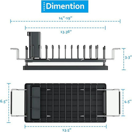 Dish Drying Rack Kitchen for Kitchen Counter - Extendable Kitchen Drying Rack with Cutlery Holder