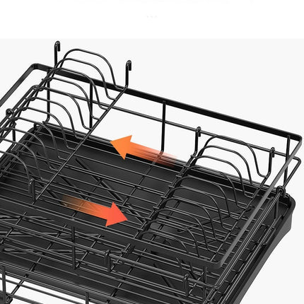 Multifunctional Extendable Dish Drying Rack for Kitchen Counter with 360° Swivel Spout