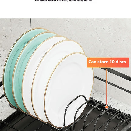 Multifunctional Extendable Dish Drying Rack for Kitchen Counter with 360° Swivel Spout