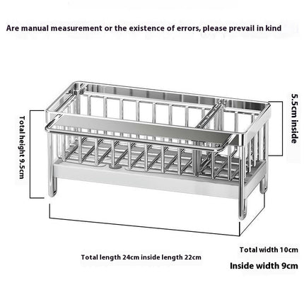 Sponge Holder for Kitchen Sink Caddy Stainless Steel Dish Organizer with Divider Holder Storage