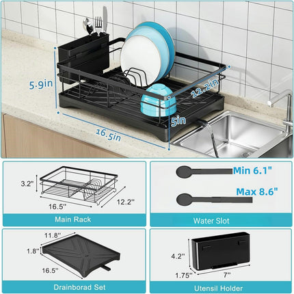 Dish Drying Rack In Sink Kitchen Organizer with Drain Board for Kitchen Counter Gadgets