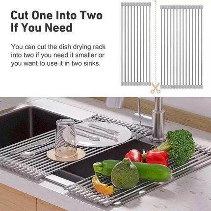 Roll Up Dish Drying - Foldable Sink Rack Kitchen Dis The Sink Stainless Steel Dish Drainer Heat Resistant