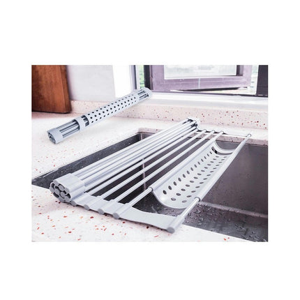 Multipurpose Silicone Wrapped Metal Stainless Steel Solid Bars Rack Kitchen Sink Rolling Dish Drainer