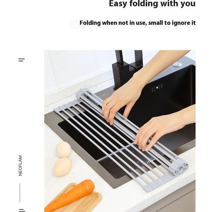 Roll The Sink Dish Drying Rack for Folding Sink Stainless Steel Drainer Rack