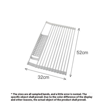 Dish Drying Rack Over Sink Drainer Stainless Steel Rods with Silicone Anti-Slip Adjustable