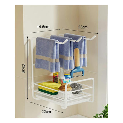 Dishcloth Holder Rag Drain Rack Kitchen Storage Free Punch Hanger Wall-Mounted Sink Washcloth