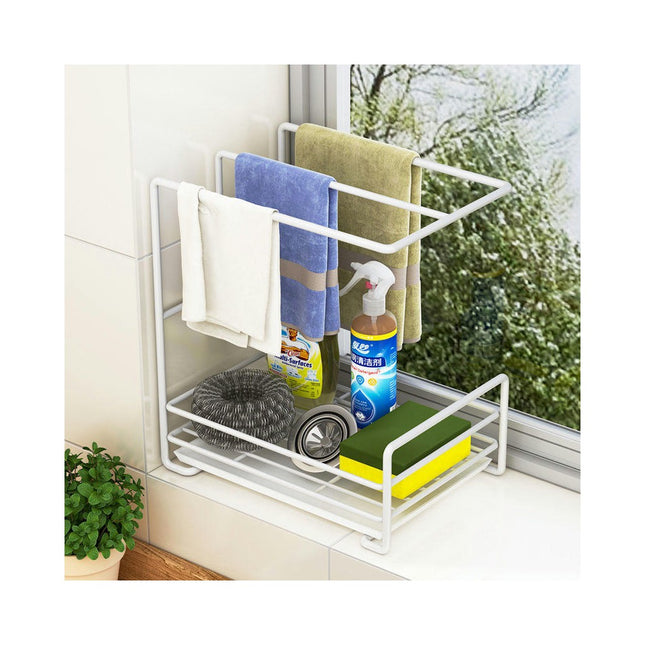 Dishcloth Holder Rag Drain Rack Kitchen Storage Free Punch Hanger Wall-Mounted Sink Washcloth