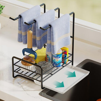 Dishcloth Holder Rag Drain Rack Kitchen Storage Free Punch Hanger Wall-Mounted Sink Washcloth