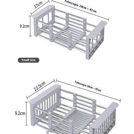 Expandable Dish Drying Rack Over The Stainless Steel Drainer Basket - with Adjustable Arms