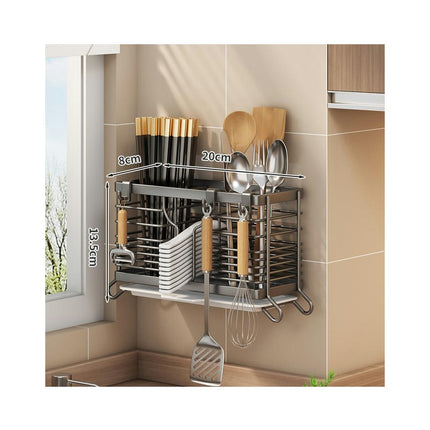 Kitchen Sink Caddy Organizer Stainless Steel Sponge Holder Sink with Auto Drain Tray Holds Towel