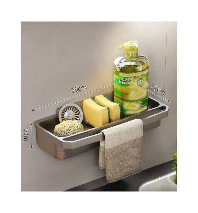 Caddy with Brush Holder Kitchen Sink Organizer with Drain Tray Rustproof Stainless Steel