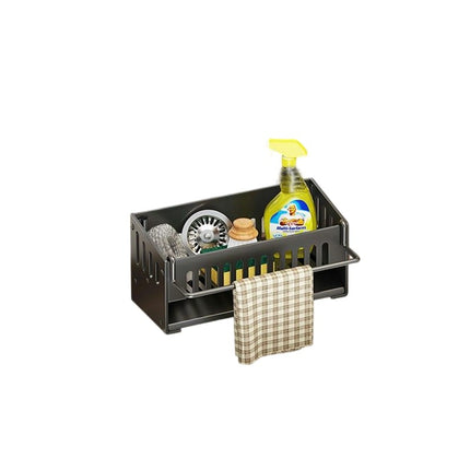 Kitchen Sink Caddy Organizer Sponge Holder - for with Auto Drain Tray & Removable Towel Rail