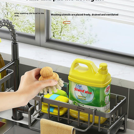 Sponge Holder for Kitchen Sink Caddy Rustproof Dish Sponge Organizer with Detachable Dishcloth Storage