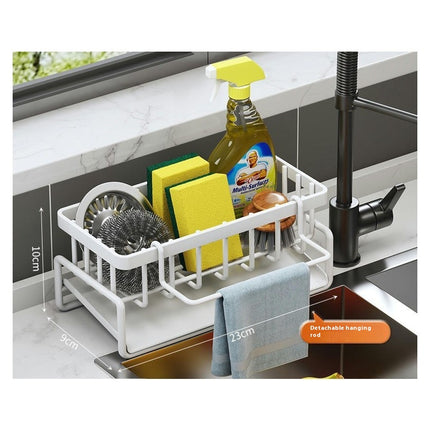 Sponge Holder for Kitchen Sink Caddy Rustproof Dish Sponge Organizer with Detachable Dishcloth Storage