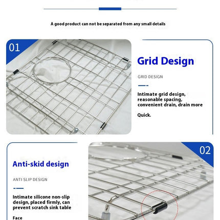 Sink Protectors for Kitchen Sink Stainless Steel Grate with Rear Drain Sink Grate Sink Rack for Bottom