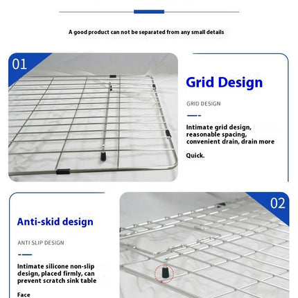 Sink Protectors Stainless Steel Sink Grate for Kitchens Bottom Grid Metal grates with Rear Drain Hole