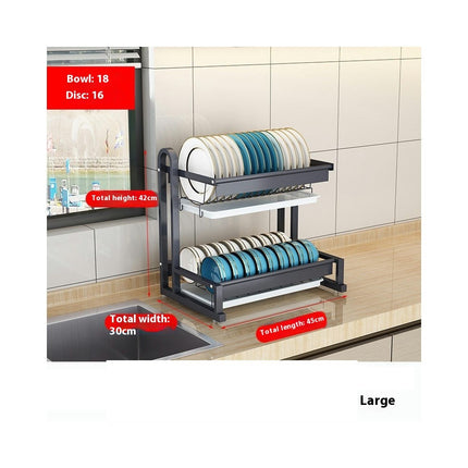 Tier Dish Drying Rack Kitchens - with Drainboard Large Capacity Dish Drainer Organizer Shelf Counter