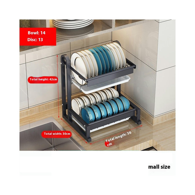 Tier Dish Drying Rack Kitchens - with Drainboard Large Capacity Dish Drainer Organizer Shelf Counter