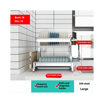 Tier Dish Drying Rack Kitchens - with Drainboard Large Capacity Dish Drainer Organizer Shelf Counter