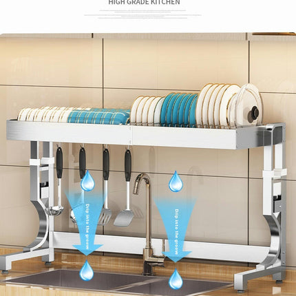 Dish Drying Rack Kitchen with Drainboard Large Capacity Dish Drainer Organizer Shelf with Utensil Holder