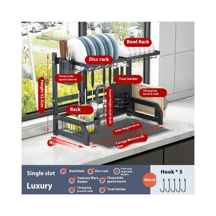 Over Sink Dish Drying Rack Adjustable Large Dish Drainer - for Storage Kitchens Counter Organization