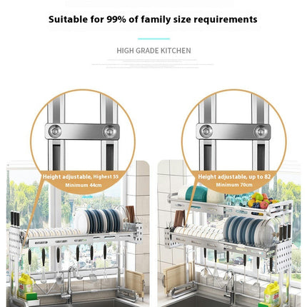 Over Sink Dish Drying Rack Adjustable Large Dish Drainer for Storage Kitchens Counter Organization Tool