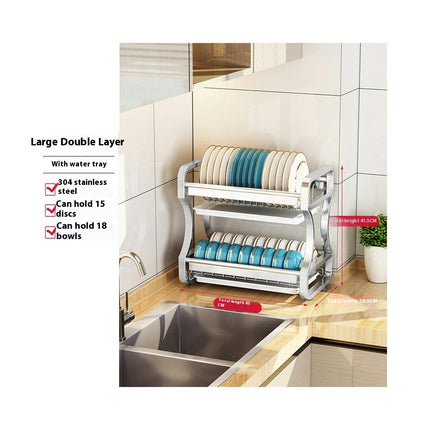 Bowl Dish Drainer Stainless Steel Kitchen Drainer Cutlery Storage Shelves Sink Organizer Holder Gadgets