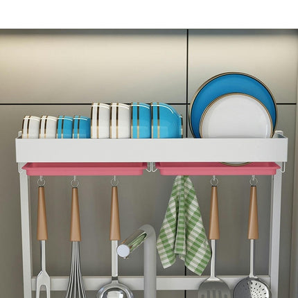 Stainless Steel Kitchen Dish Drying Rack Organizer Storage Shelf Over The Sink Bowl Holder with Drain