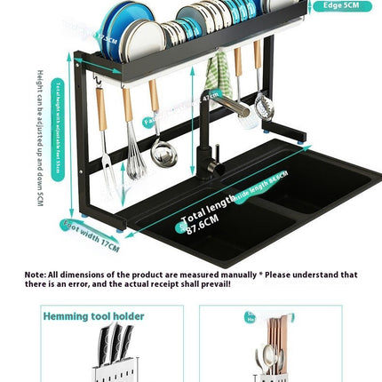 Stainless Steel Kitchen Dish Drying Rack Organizer Storage Shelf Over The Sink Bowl Holder with Drain