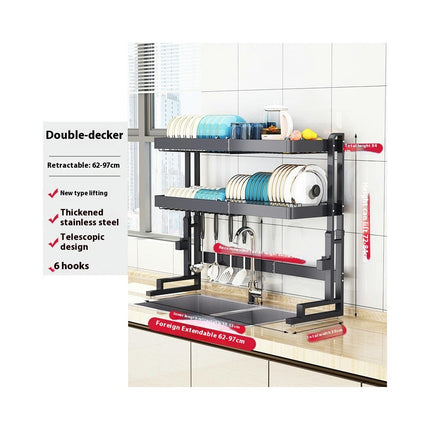 Over The Sink Dish Drainer Drying Rack Tier Large Above with Storage Cabinet Draining for Kitchen Sink