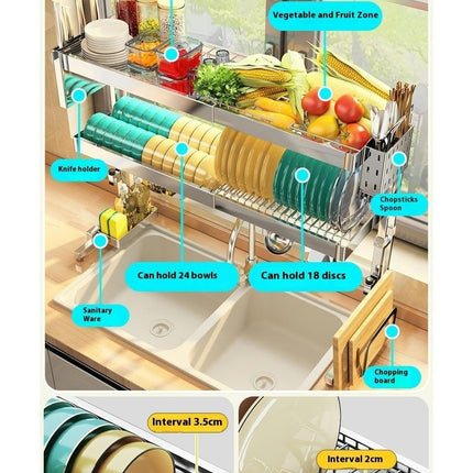 Over The Sink Dish Drainer Drying Rack Tier Large Above with Storage Cabinet Draining for Kitchen Sink