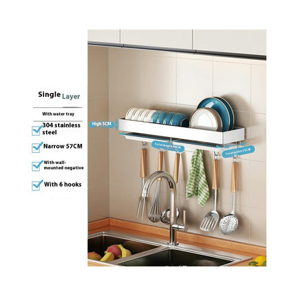 Stainless Steel Dish Rack Wall Mounted Kitchen Shelf Drying Drain Storage Holders - for Home Use Gadgets