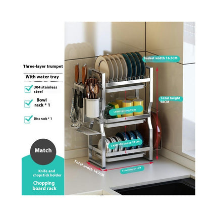 Over The Sink Dish Drainer Drying Rack Thickened Stainless Steel Dish Drying Rack - for Kitchen Counter