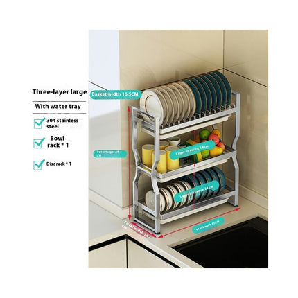 Over The Sink Dish Drainer Drying Rack Thickened Stainless Steel Dish Drying Rack - for Kitchen Counter