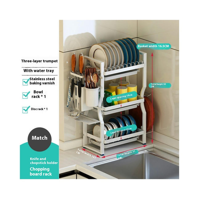 Over The Sink Dish Drainer Drying Rack Thickened Stainless Steel Dish Drying Rack - for Kitchen Counter