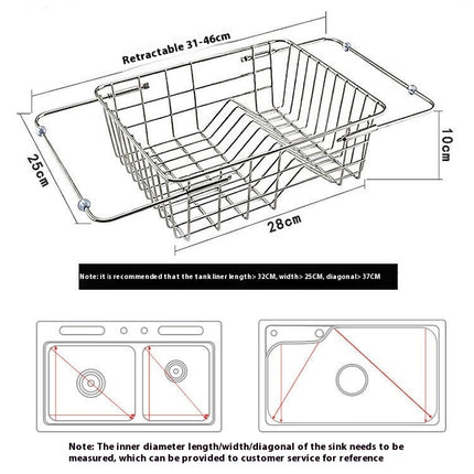 Dish Rack in Sink Expandable Stainless Steel Drainers - for Kitchen Counter Dryer with Utensil Holder