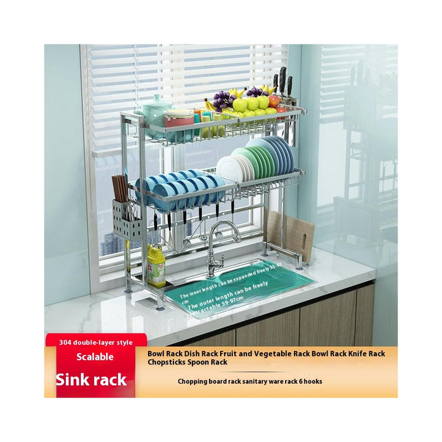 Above Sink Drainage Shelf Stainless Steel Dish Drying Rack Hollow Out Design for Kitchen Easy to Install